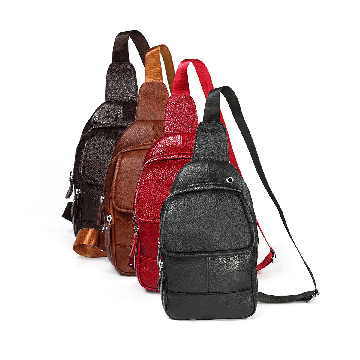 Genuine Leather Sling Backpack - Multipurpose Travel Chest Crossbody Bag