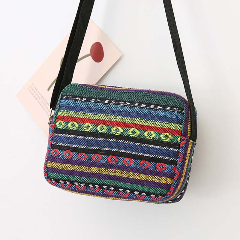 Colorful Canvas Crossbody Bag - Casual Multi-pocket Shoulder Bag