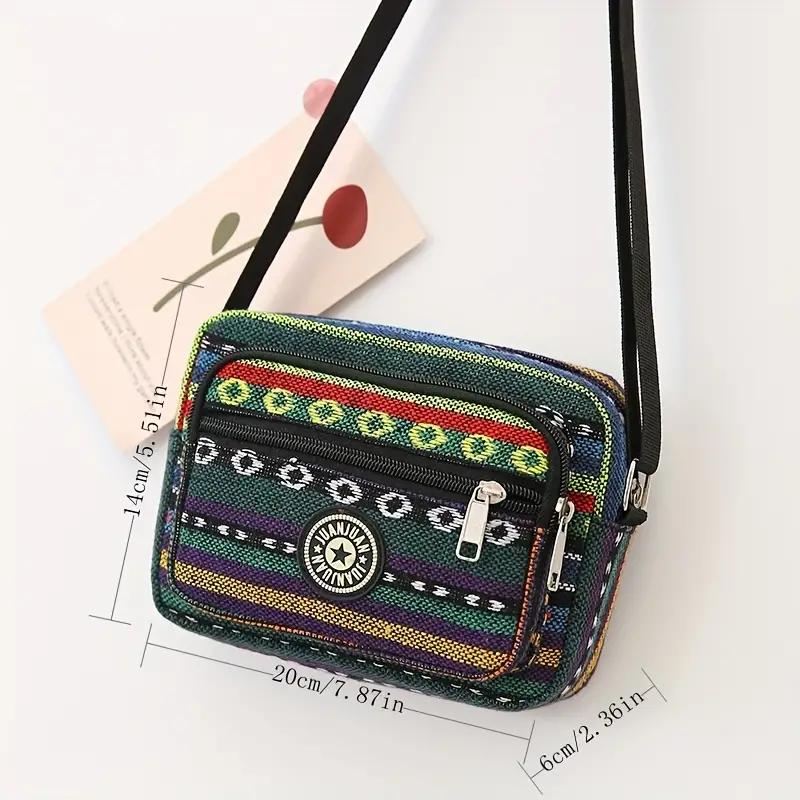 Colorful Canvas Crossbody Bag - Casual Multi-pocket Shoulder Bag