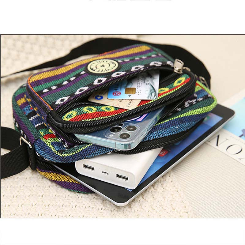 Colorful Canvas Crossbody Bag - Casual Multi-pocket Shoulder Bag