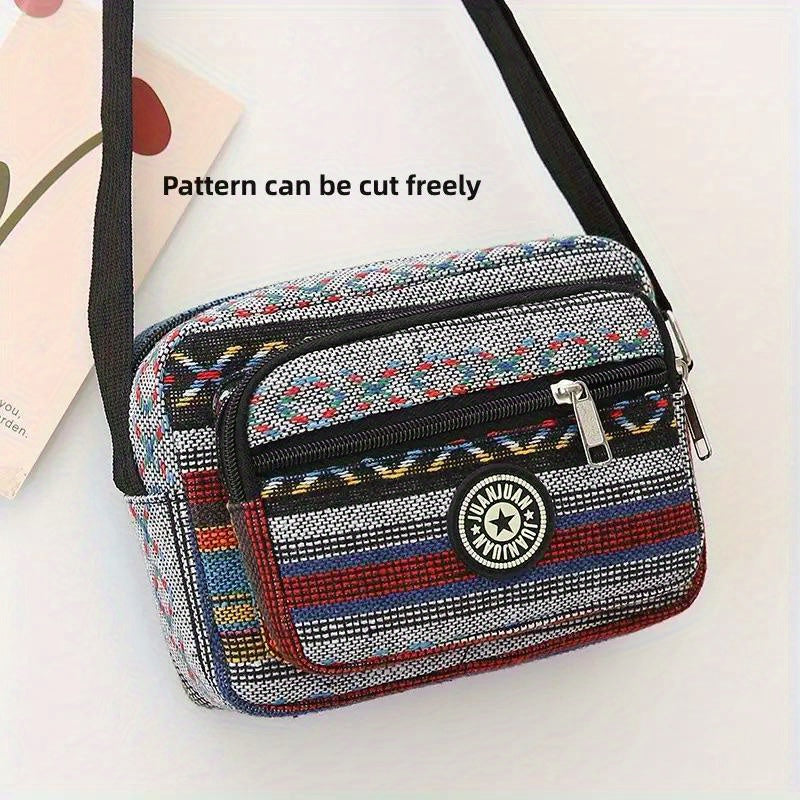 Colorful Canvas Crossbody Bag - Casual Multi-pocket Shoulder Bag