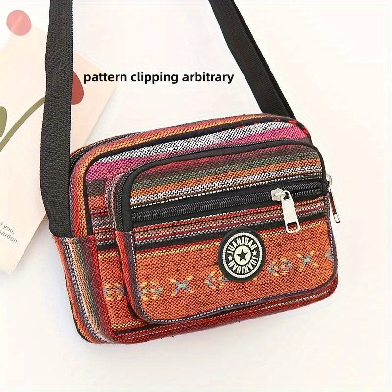 Colorful Canvas Crossbody Bag - Casual Multi-pocket Shoulder Bag