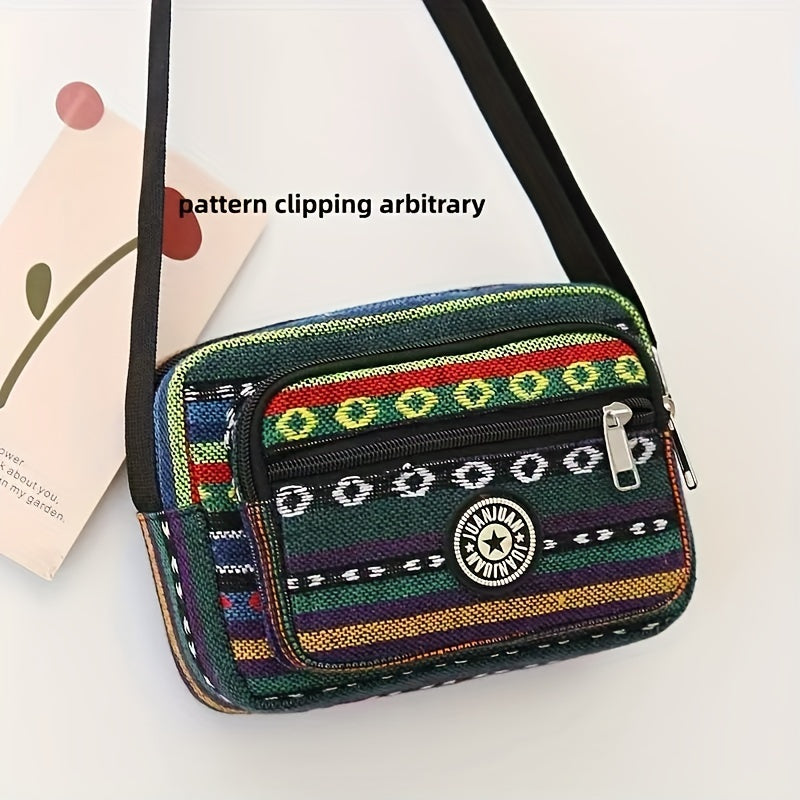 Colorful Canvas Crossbody Bag - Casual Multi-pocket Shoulder Bag