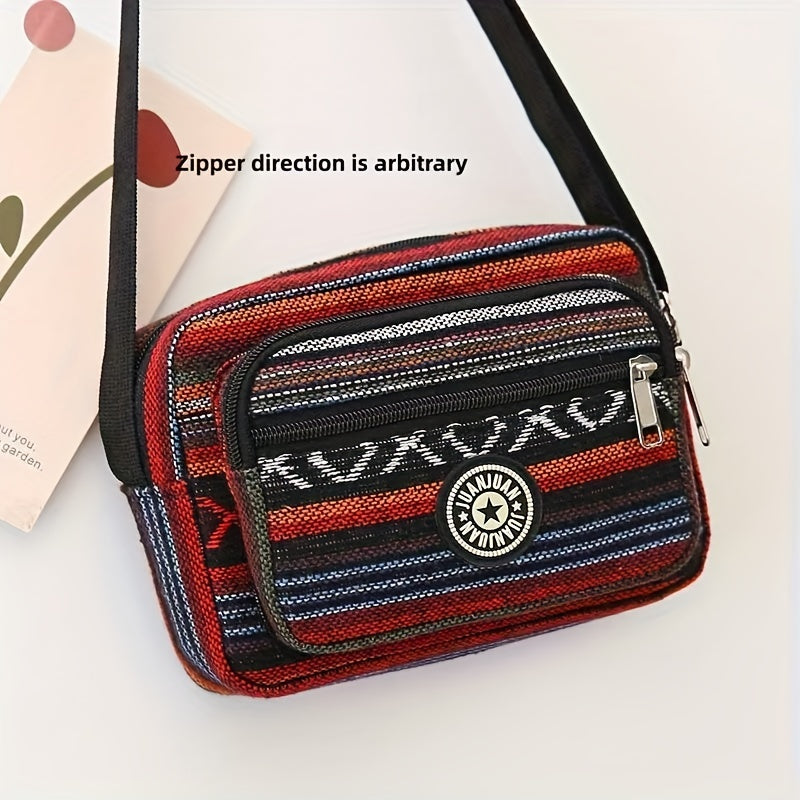 Colorful Canvas Crossbody Bag - Casual Multi-pocket Shoulder Bag