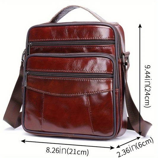 Vintage Genuine Leather Crossbody Bag - Men's Multifunctional Travel Shoulder Bag