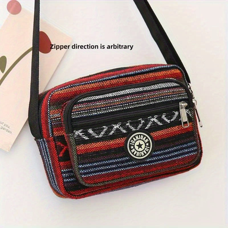 Colorful Canvas Crossbody Bag - Casual Multi-pocket Shoulder Bag