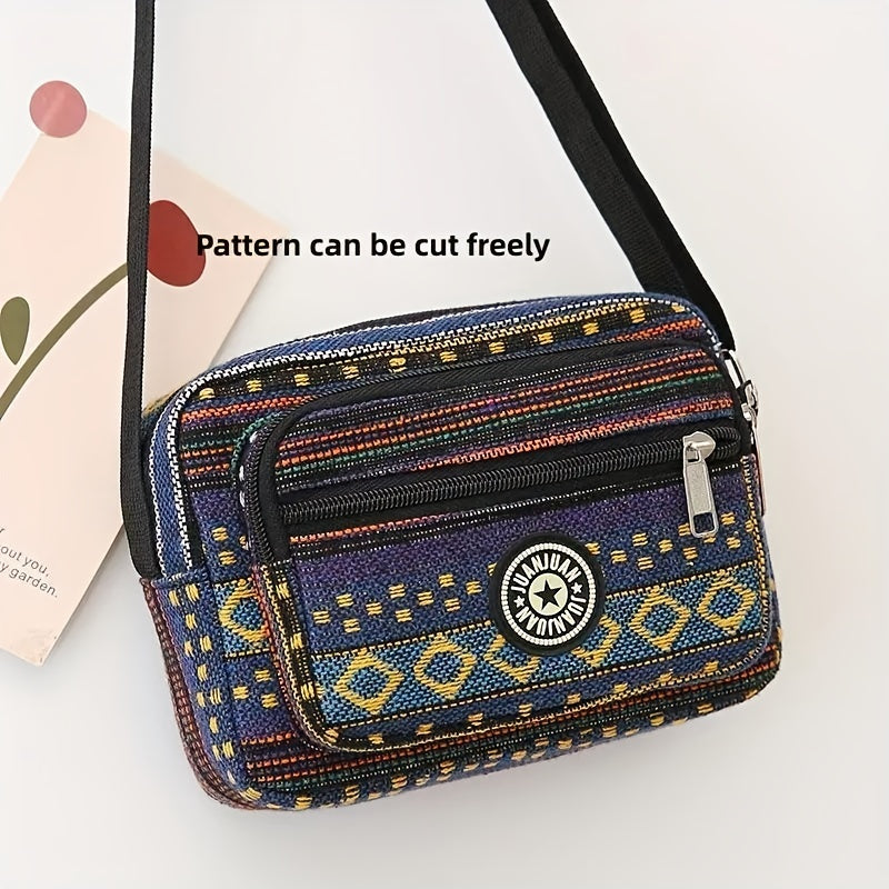 Colorful Canvas Crossbody Bag - Casual Multi-pocket Shoulder Bag