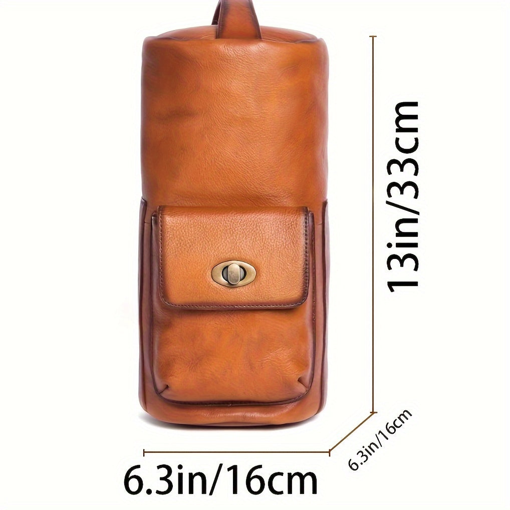 Genuine Leather Retro Backpack - Large Capacity Casual Cowhide Bag