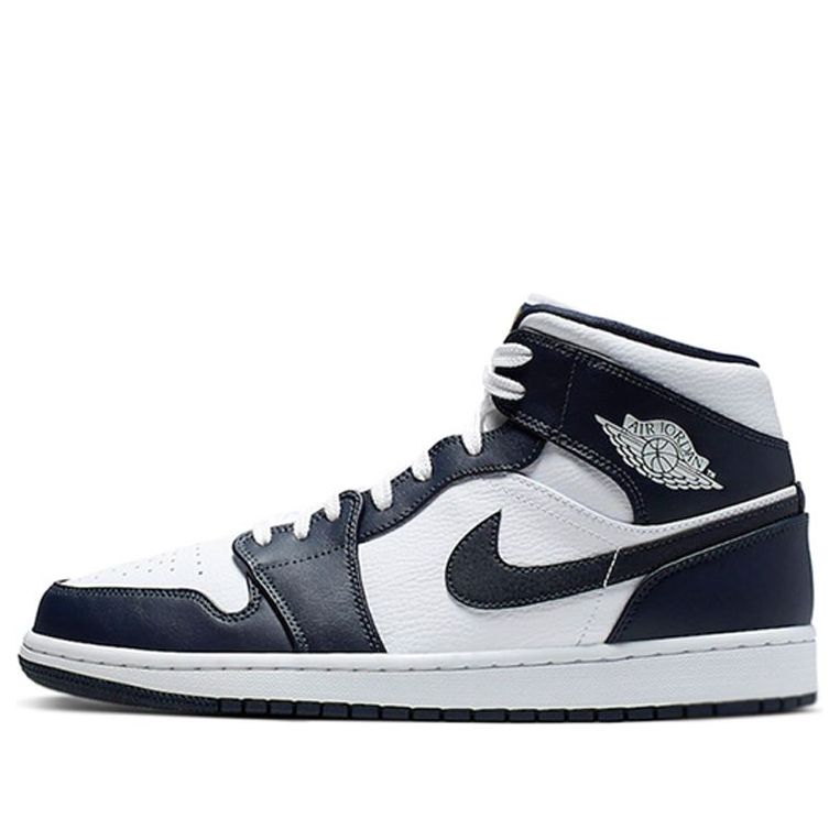 Air Jordan 1 Mid 'Obsidian White'  554724-174 Classic Sneakers