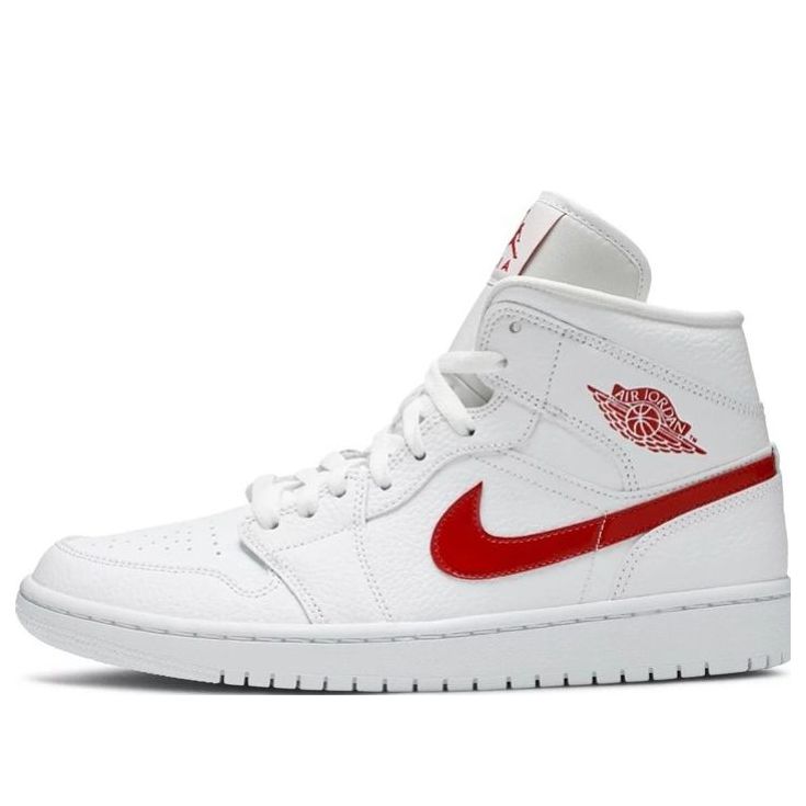 (WMNS) Air Jordan 1 Mid 'White University Red'  BQ6472-106 Iconic Trainers