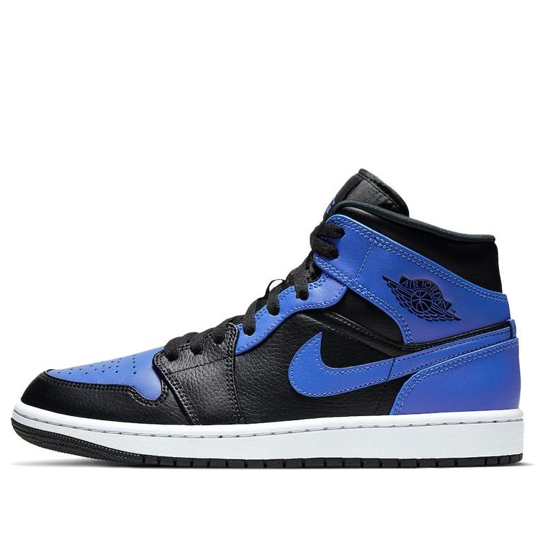 Air Jordan 1 Mid 'Hyper Royal Black'  554724-077 Signature Shoe