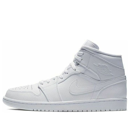 Air Jordan 1 Mid 'Triple White 2019'  554724-129 Signature Shoe