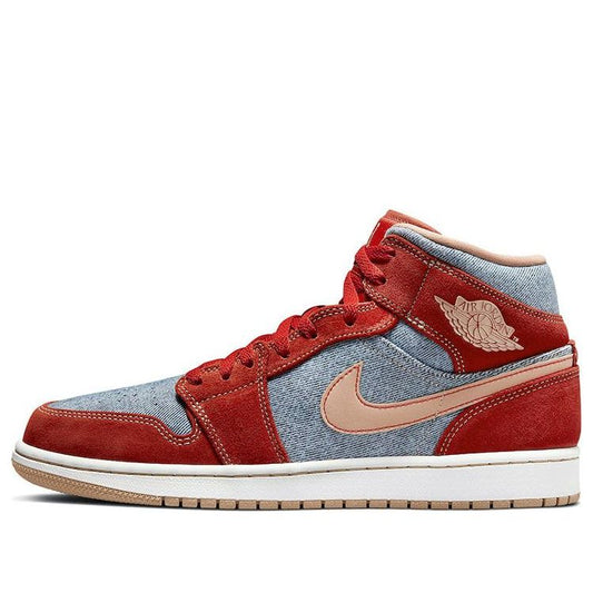 Air Jordan 1 Mid 'Denim Red'  DM4352-600 Signature Shoe